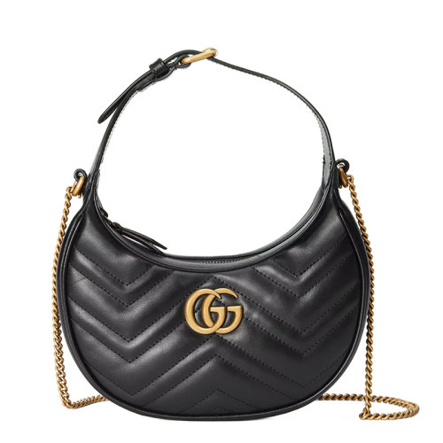 GUCCI/古驰 22春夏新款Marmont系列 女士黑色绗缝皮革金扣金链单肩斜挎手提链条包699514DTDHT1000