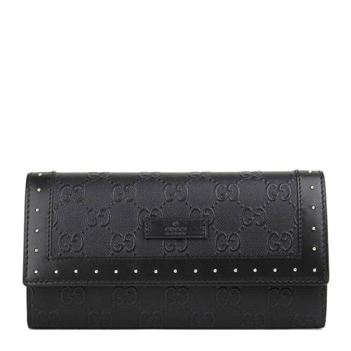 GUCCI/古驰 女士PVC配皮双G徽标压纹铆钉元素拉链开合长款钱夹钱包手拿包女包  354486-AZW1G 多色可选