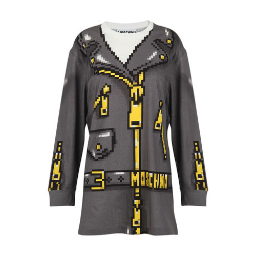 MOSCHINO/莫斯奇诺  秋冬 套头 女性 打底衫 印花 灰色 女士长袖T恤 A077891401555