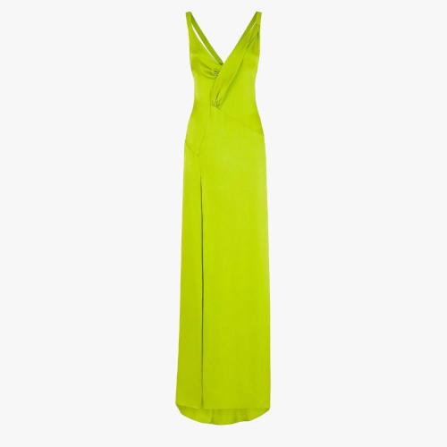  FENDI芬迪 22年秋冬 女士 连衣裙 嫩芽绿缎面连衣裙 FDB998AM3DF1J77