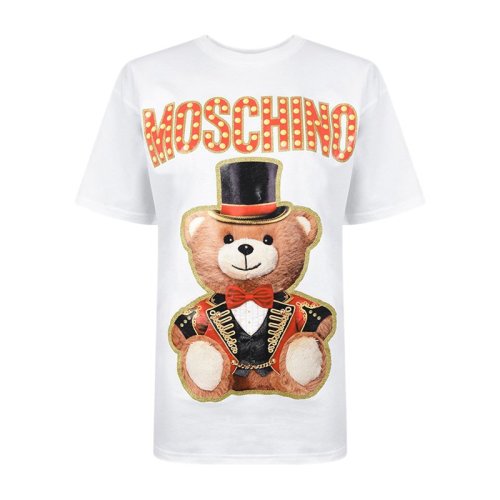 MOSCHINO/莫斯奇诺 春夏新品 女士  棉质圆领小熊印花宽松短袖T恤 情侣款