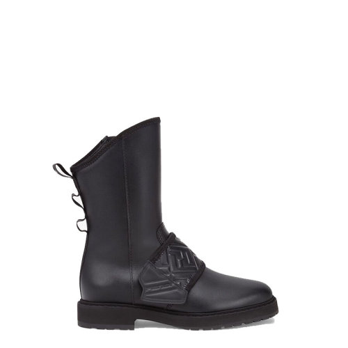 FENDI/芬迪  女鞋 经典双F 女士黑色皮革时尚机车短靴 8T8076AEGDF08M4