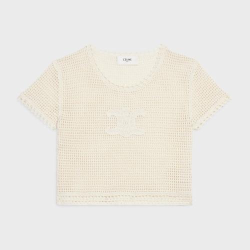  CELINE赛琳思琳 22年秋冬 女士 短袖T恤 T-SHIRT TRIOMPHE COTON CROCHET 2A06Z021Q.01OW