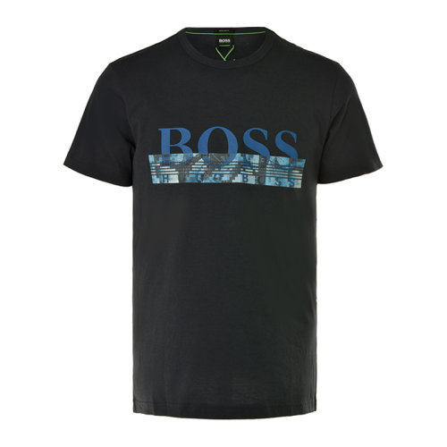 Hugo Boss 雨果博斯 男士服装  黑色圆领短袖棉T恤 男士短袖T恤