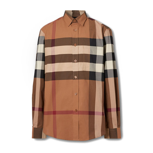 BURBERRY/博柏利 格纹弹力棉府绸男士长袖衬衫 80376401
