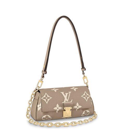 Louis Vuitton/路易威登 22春夏新款FAVORITE系列 女士大象灰/奶白色双色老花压纹粒面牛皮金扣金链单肩斜跨手提链条包M45836