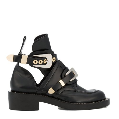 Balenciaga/巴黎世家 女士牛皮时尚低跟卡带皮鞋短靴