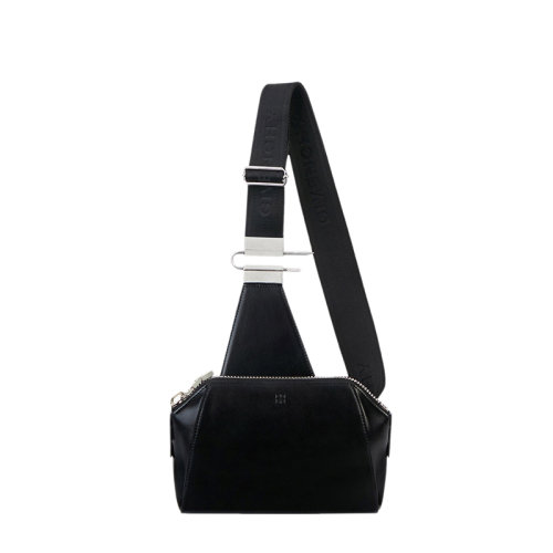 Givenchy/纪梵希 21新款 ANTIGONA系列 男士黑色小牛皮拉链封口银色金属细节斜挎包BKU01TK14L-001