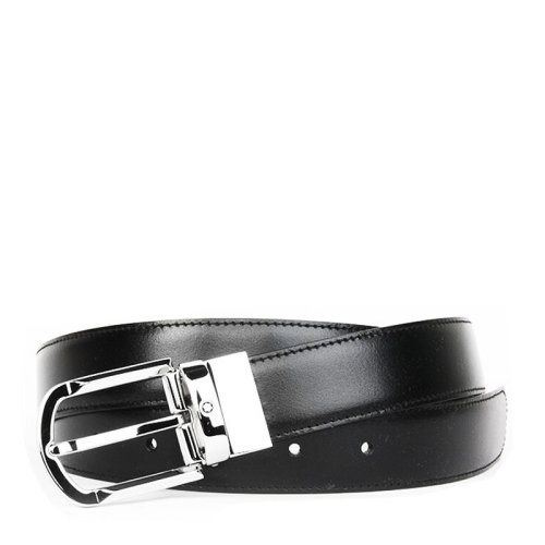 MontBlanc/万宝龙 男士经典系列矩形针式黑色软皮双面可用皮带腰带 可裁剪 111080