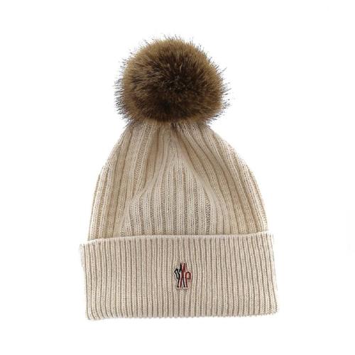 Moncler/蒙克莱 女士米色羊毛毛线帽 3B00014-M1213-034