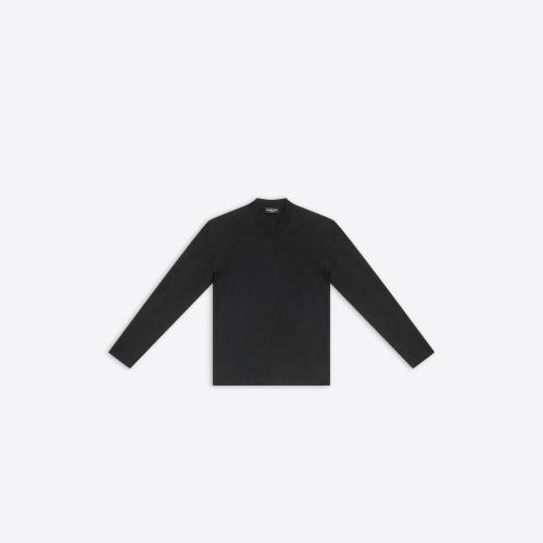  BALENCIAGA巴黎世家 22年春夏 女士 长袖T恤 Womens Balenciaga Tab Fitted V-neck Long Sleev