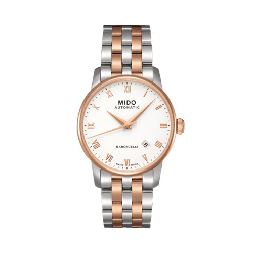 mido/美度 贝伦赛丽系列PVD镀玫瑰金不锈钢表带自动机械男士腕表38.00毫米 M8600.9.N6.1