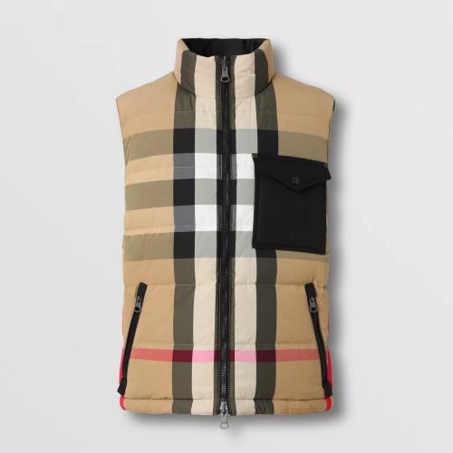  BURBERRY 22年秋冬 男士 双面两穿格纹尼龙羽绒背心 80642871