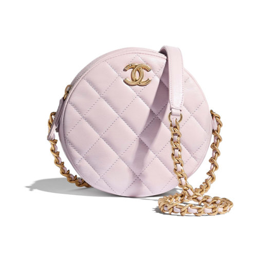 CHANEL/香奈儿 女士粉色小圆饼 单肩羊皮链条包斜挎圆饼包 AS1898 B03446 N7373 浅粉色