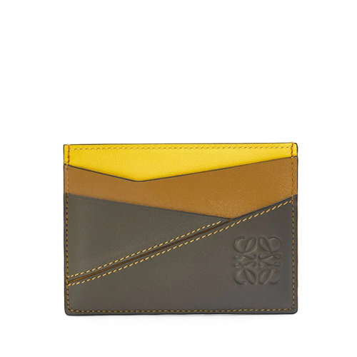 LOEWE/罗意威 22新款Puzzle系列 男士柠檬色/卡其绿色经典小牛皮卡包卡片夹C510V33X04-2883