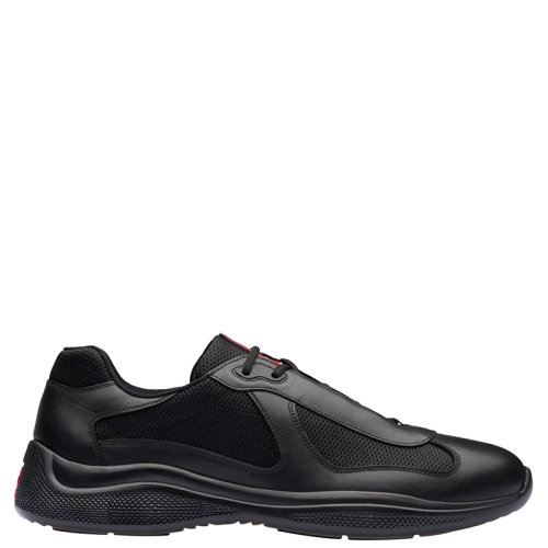 PRADA/普拉达  America's Cup系列 男士黑色小牛皮和织物面料运动鞋4E3337_6GW_F0002