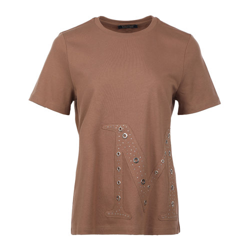 MaxMara/麦丝玛拉22春夏S MaxMara铆钉徽标棉质女士短袖T恤99710521600BATTAG
