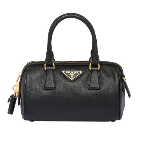 PRADA/普拉达  22新款 女士黑色saffino皮革珐琅金属斜挎手提单肩包1BB846_NZV_F0002_V_XOO