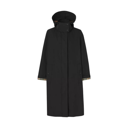 BURBERRY/博柏利 22年早春新款 女士黑色可拆式连帽轻便大衣80466361