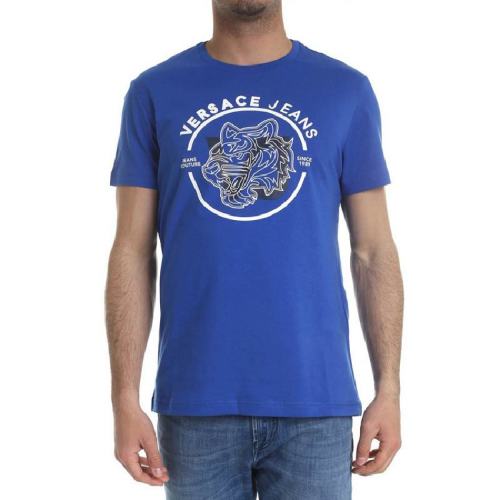  VERSACE JEANS COUTURE 男士蓝色棉质短袖T恤 B3GTA71E30134 255 PLFSX