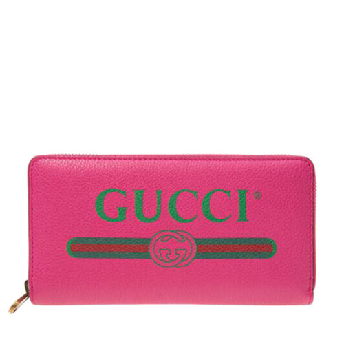 GUCCI/古驰 古琦钱包 经典双G印花字母 女士粉色牛皮长款拉链钱包 496317 0GCAT 8840女包