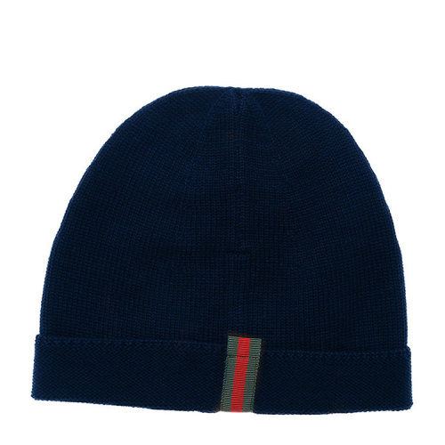 GUCCI/古驰  男女同款 黑色/深蓝色 羊毛 经典条纹针织帽包头帽子 4523984G4981000