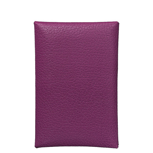 HERMES/爱马仕 Calvi系列 女士海葵色山羊皮按扣闭合卡包H078382CKP9