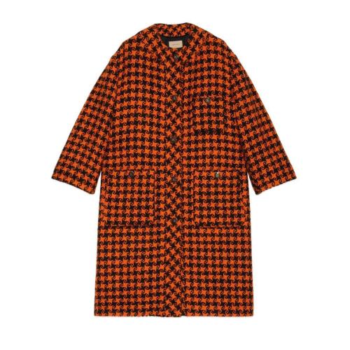  GUCCI古驰 22年秋冬 女士 千鸟格羊毛大衣 664249 ZAHMO 1565 预定商品2-6周发货