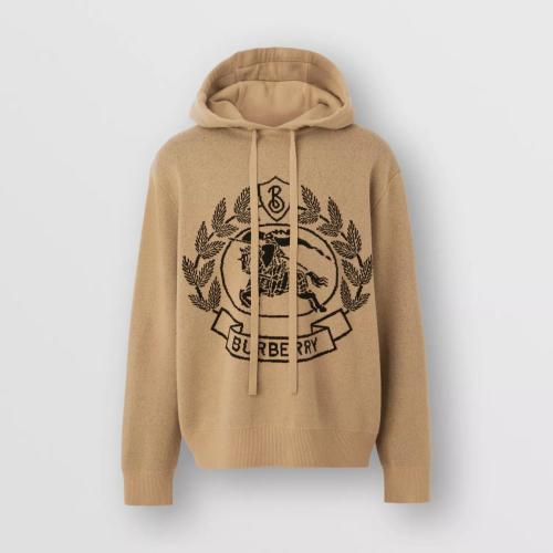  BURBERRY 22年秋冬 男士 马术骑士装饰羊毛提花宽松连帽衫 80641291