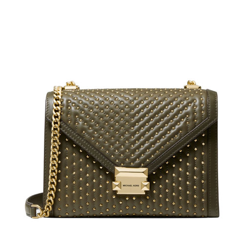 Michael Kors/迈克·科尔斯 MK Whitney系列 皮质翻盖绗缝铆钉装饰信封包 女包 30S9GWHL3T