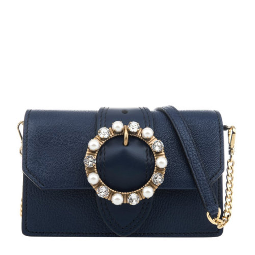 Miu Miu/缪缪 女士牛皮深蓝色时尚单肩包斜挎包女包 5BL001-2EJA-F0021