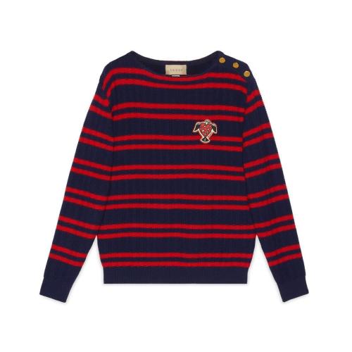  GUCCI古驰 22年秋冬 男士 Gucci HA HA HA特别系列条纹羊毛毛衣 721802 XKCS6 4913