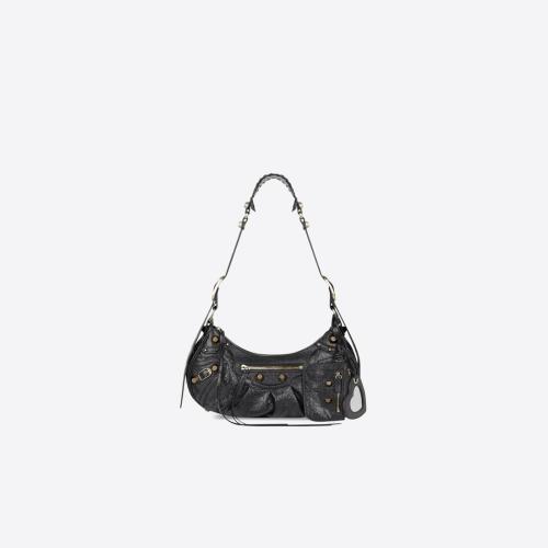 BALENCIAGA巴黎世家 22年秋冬 女士 单肩包 Womens Le Cagole Small Shoulder Bag in Black 6