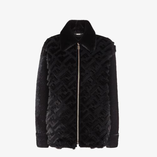  FENDI芬迪 22年春夏 女士 夹克 黑色貂毛和毛羊皮夹克 FNE23LAIR6F0GME