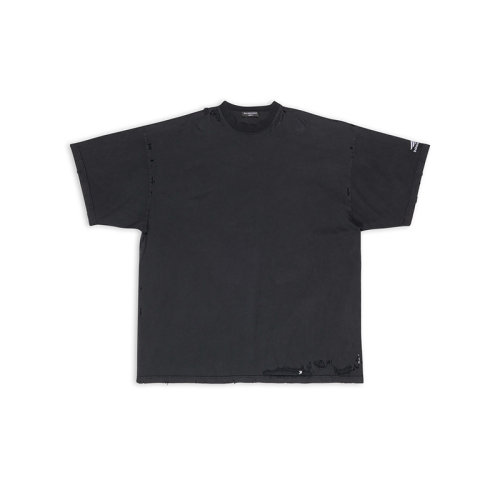 Balenciaga/巴黎世家 22年秋冬新款 男女同款黑色纯棉Oversized做旧效果短袖T恤704056TMVA59034