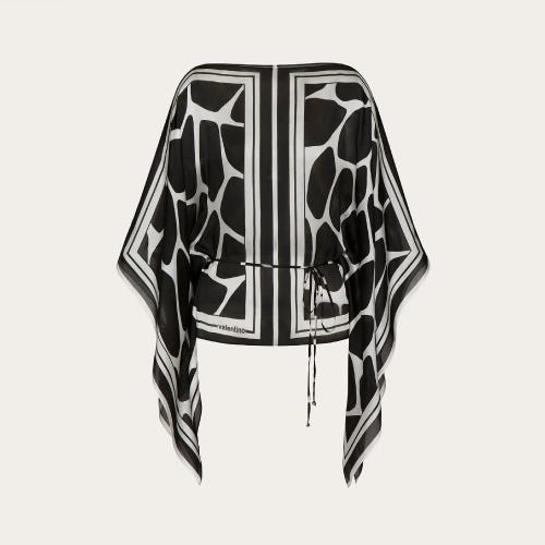  VALENTINO华伦天奴 22年秋冬 女士 长袖衬衫 TOP EN CHARMEUSE a IMPRIMé GIRAFFA RE-EDITION