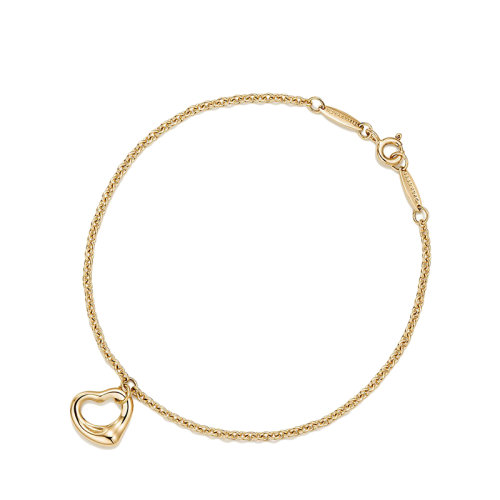 Tiffany & Co./蒂芙尼 22春夏新款Elsa Peretti系列 18K金黄金镂空心形11毫米宽挂坠手链23485338