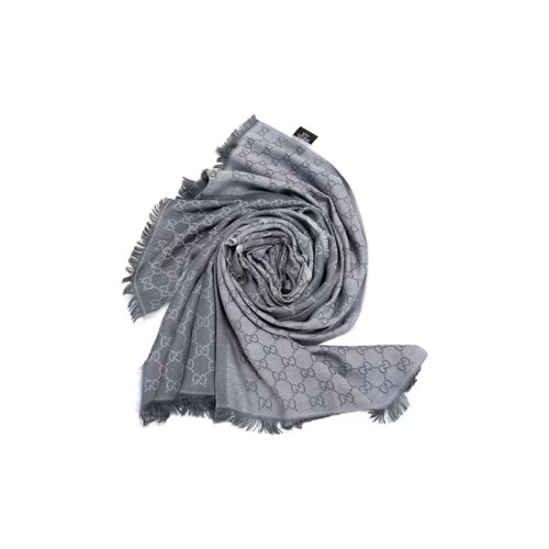 GUCCI|古驰 GG图案羊毛围巾 浅灰色