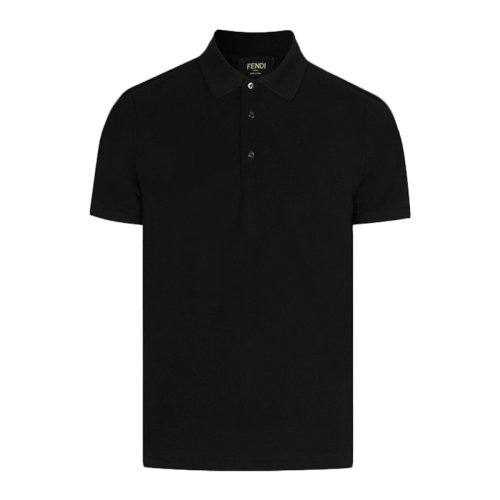 FENDI/芬迪 男士黑色棉质简约休闲个性时尚翻领短袖上衣T恤Polo衫 FY0985-AH16-F0QA1