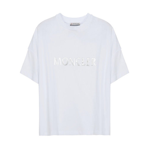 Moncler/蒙克莱  盟克睐女装 品牌字母LOGO 女士白色棉质时尚圆领春夏短袖T恤 8C70410V8094001
