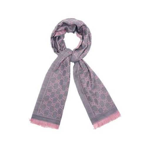 GUCCI/古驰 GUCCI围巾 羊毛双G图案提花中长款流苏边女士围巾 133483 3G200