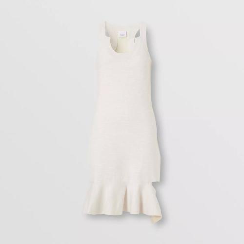  BURBERRY 22年秋冬 女士 镂空设计宽摆收腰丝毛混纺连衣裙 80556051