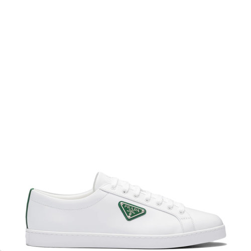 PRADA/普拉达 22年新款 男士白色/芒果色亮面皮革运动鞋2EE376_3F0E_F0DJT