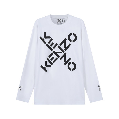 KENZO/高田贤三【22春夏新款】男士棉质宽松版圆领长袖T恤Big X图案 5TS155 4SK