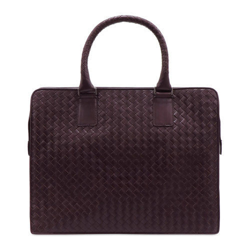 Bottega Veneta/葆蝶家 男士深棕色编织皮革公文包手提包女包 194669-V4651-5023