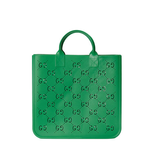 GUCCI/古驰 22春夏新款 儿童款绿色橡胶压纹镂空老花手提托特包?679365JFO003727