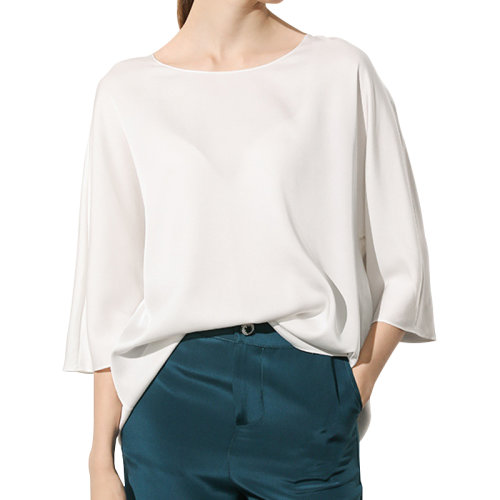 GeleiStory/GeleiStory 欧美夏季新款真丝简约t恤女夏宽松显瘦七分袖上衣女士长袖T恤