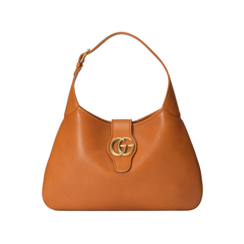 GUCCI/古驰 23春夏新款 Aphrodite系列 女士中号棕色皮革金色饰面双G磁扣调节肩带单肩包726274AAA9F2316