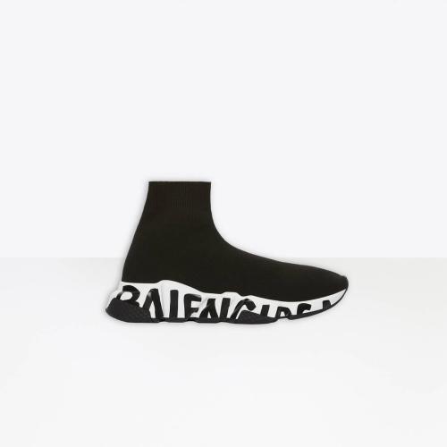 BALENCIAGA巴黎世家 22年秋冬 女士 休闲运动鞋 Women%27s Speed Graffiti Sneaker in BLACK/WHI 预定商品1-3周发货