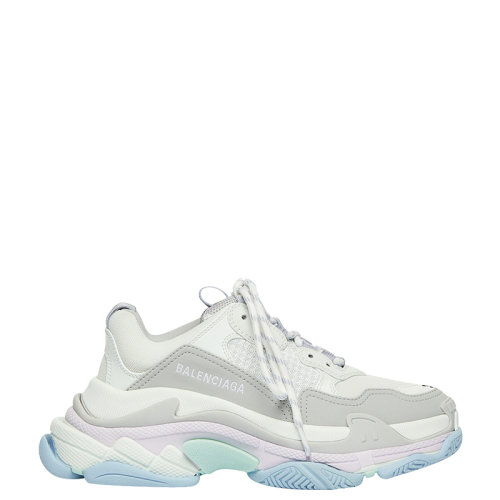 Balenciaga/巴黎世家      Triple S系列 女士白色灰色双层泡沫和网布运动鞋524039W2CA19045